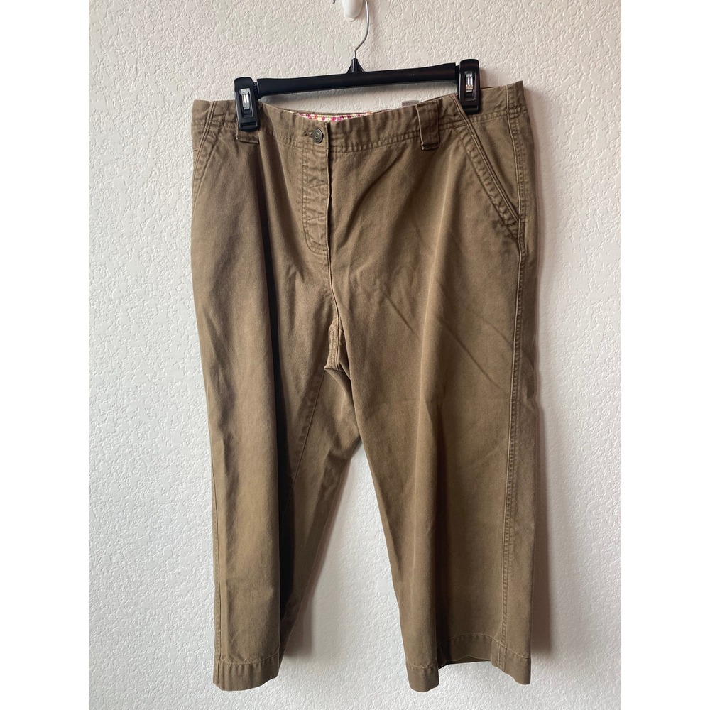 Liz Claiborne Women Michaela Cotton Utility Crop Pants Size 14 Brown